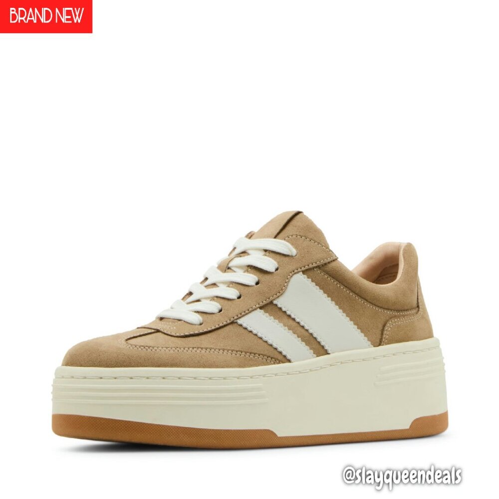 Platform Sneakers Fabric Upper Lace-Up Closure Pull Tab Sporty Striped